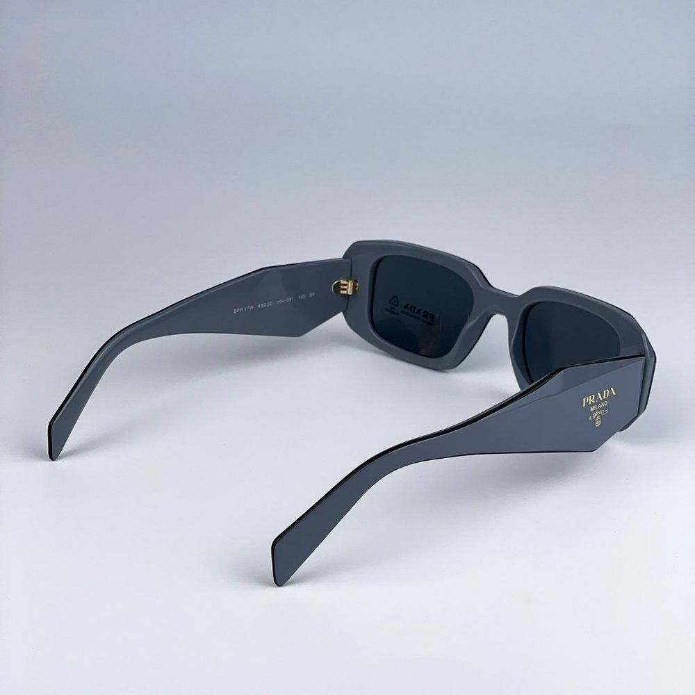 Prada PR17WS 11N09T Sunglasses Marble Gray Graphite Black Rectangle Unisex - Picture 9 of 14